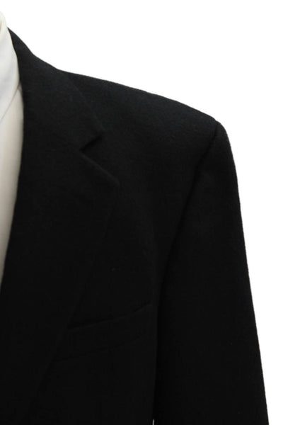 Club Room Mens Blazer Black Camelhair Collared Button Long Sleeve Size 42