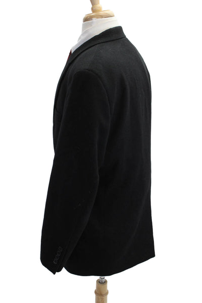 Club Room Mens Blazer Black Camelhair Collared Button Long Sleeve Size 42