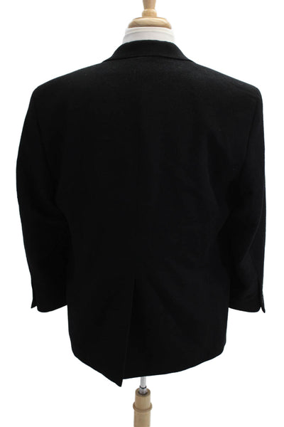Club Room Mens Blazer Black Camelhair Collared Button Long Sleeve Size 42