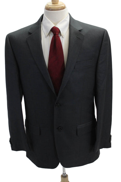 Michael Michael Kors Mens Dark Gray Suit Jacket Button Solid Collared Size 40