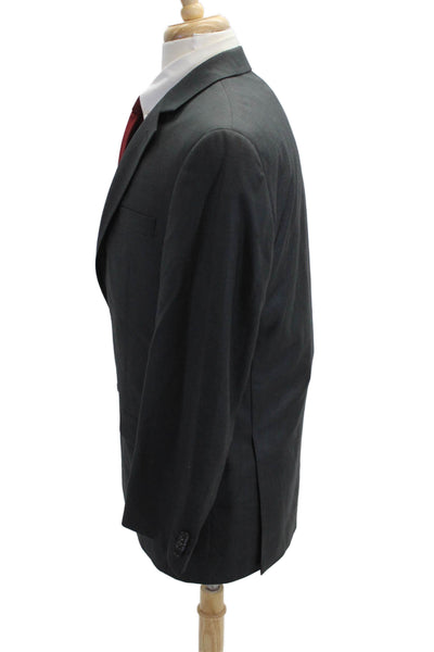 Michael Michael Kors Mens Dark Gray Suit Jacket Button Solid Collared Size 40
