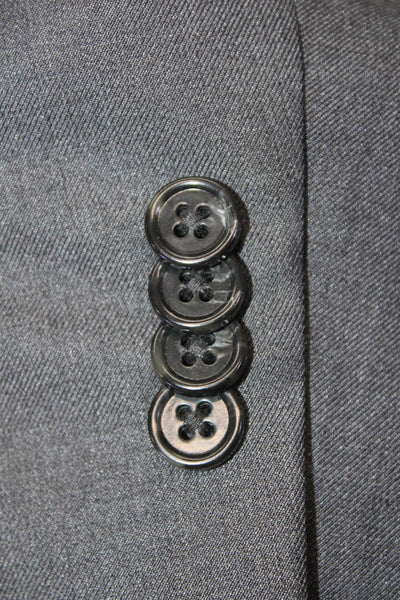 Michael Michael Kors Mens Dark Gray Suit Jacket Button Solid Collared Size 40