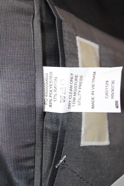 Michael Michael Kors Mens Dark Gray Suit Jacket Button Solid Collared Size 40