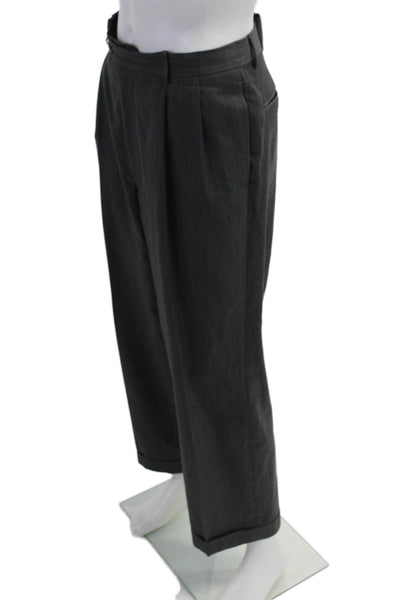 Stafford Mens 2 Piece Herringbone Dark Gray 100% Wool Suit Size 42