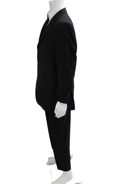 Hart Schaffner Marx Mens 2 Piece Black Wool Suit Big & Tall Size 42
