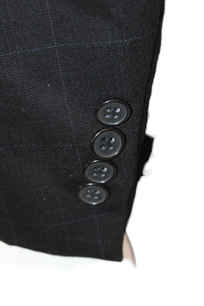 Hart Schaffner Marx Mens 2 Piece Black Wool Suit Big & Tall Size 42