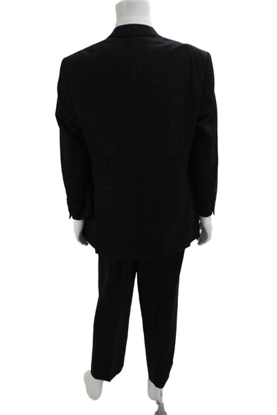 Hart Schaffner Marx Mens 2 Piece Black Wool Suit Big & Tall Size 42