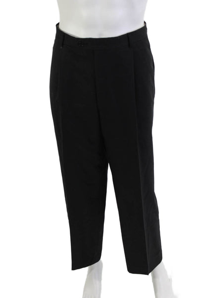 Hart Schaffner Marx Mens 2 Piece Black Wool Suit Big & Tall Size 42
