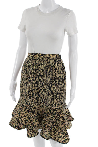 Neiman Marcus Womens Flare Trumpet Silk Geometric Short Skirt Beige Size 27