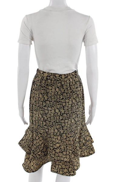 Neiman Marcus Womens Flare Trumpet Silk Geometric Short Skirt Beige Size 27