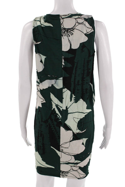 Ali Ra Womens Sheath Shift Dress Green Floral Rayon Long Size 2