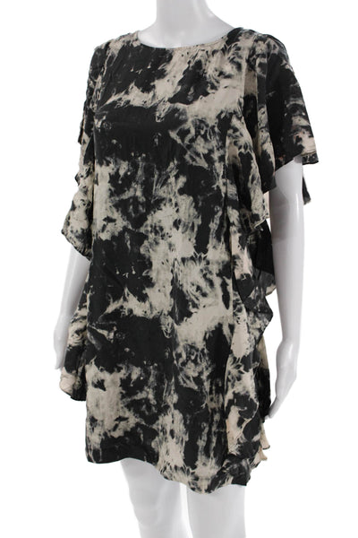 Michael Michael Kors Womens Beige Silk Shift Dress Short Sleeve Size 4