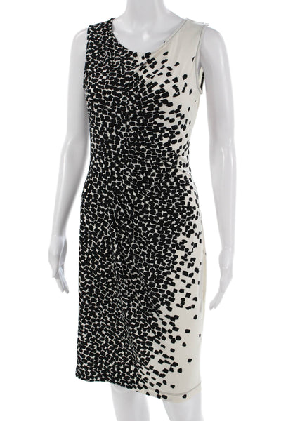 BCBGMAXAZRIA Women Sheath Dress Black Sleeveless Geometric Round Neck Size S