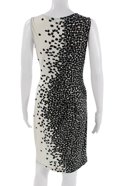 BCBGMAXAZRIA Women Sheath Dress Black Sleeveless Geometric Round Neck Size S