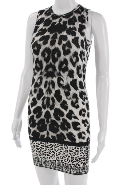 Versus Womens Bodycon Tank Dress Black Animal Print Sleeveless Size S