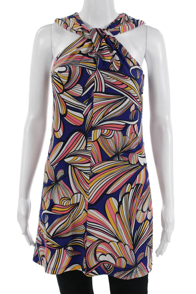Trina Turk Women Sleeveless Geometric Blue Tunic Size S Petite