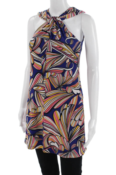 Trina Turk Women Sleeveless Geometric Blue Tunic Size S Petite