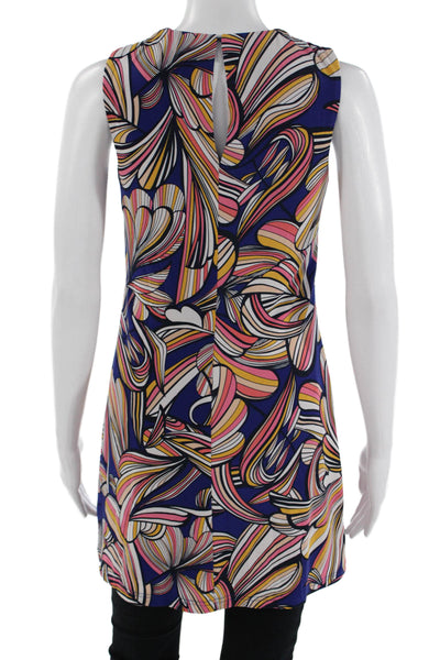 Trina Turk Women Sleeveless Geometric Blue Tunic Size S Petite