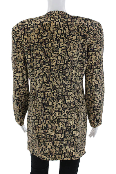 Neiman Marcus Womens Silk Beige Geometric Long Sleeve Blazer Size 4