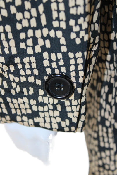 Neiman Marcus Womens Silk Beige Geometric Long Sleeve Blazer Size 4