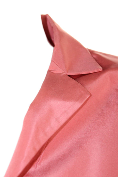 Oscar de la Renta Womens Pink Silk Collared Button Blazer Long Sleeve Size 4