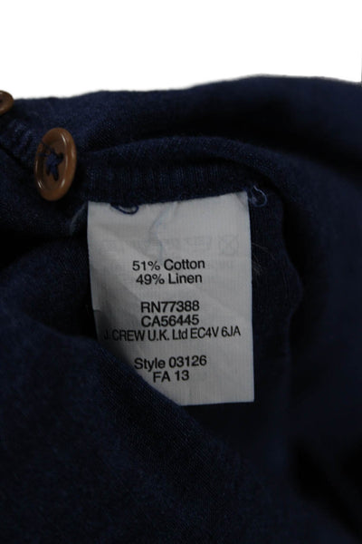J Crew Mens Buttondown Collared Dark Blue Long Sleeve Cotton Linen Shirt Size S