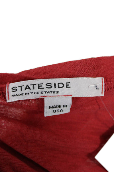 Stateside Women Jersey T-Shirt Red Supima Cotton 3/4 Sleeve Size L