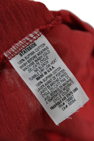 Stateside Women Jersey T-Shirt Red Supima Cotton 3/4 Sleeve Size L