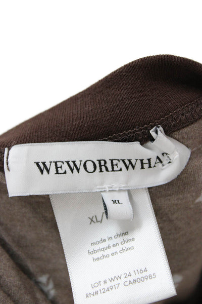 We Wore What Women Cropped T-Shirt Brown Floral Crew Neck Short Sleeve Size XL