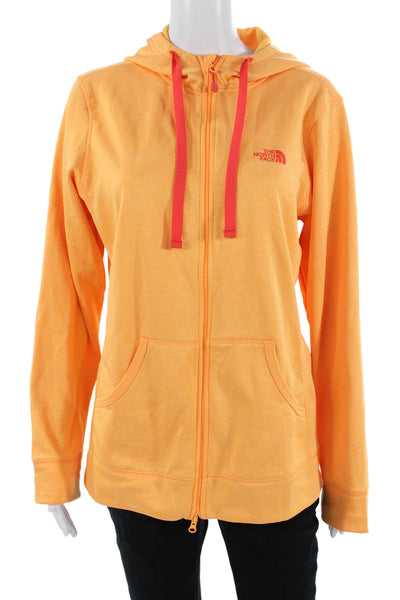 The North Face Women Full-Zip Hoodie Orange Polyester Long Sleeve Size L