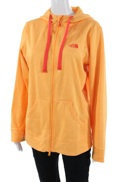 The North Face Women Full-Zip Hoodie Orange Polyester Long Sleeve Size L
