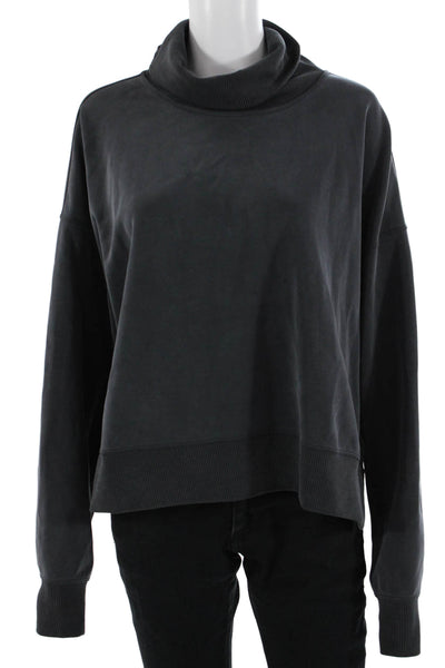 Lululemon Womens Pullover Sweatshirt Dark Gray Mock Neck Long Sleeve Size 10