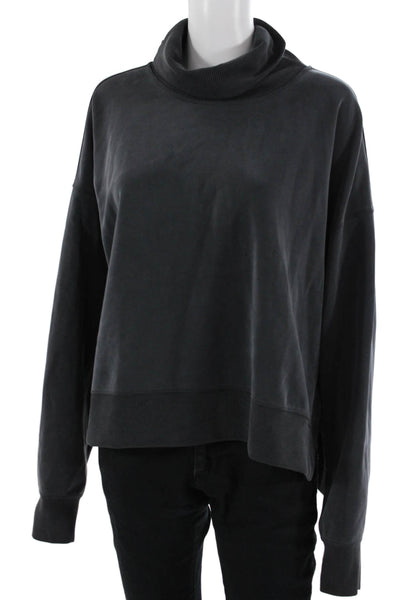 Lululemon Womens Pullover Sweatshirt Dark Gray Mock Neck Long Sleeve Size 10