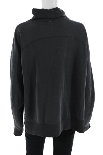 Lululemon Womens Pullover Sweatshirt Dark Gray Mock Neck Long Sleeve Size 10