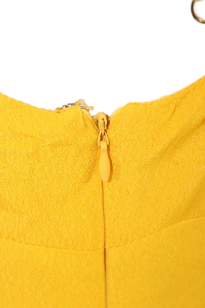 Anthropologie Women Maxi Sundress Yellow V-Neck Button Short Sleeve Size 4