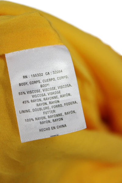 Anthropologie Women Maxi Sundress Yellow V-Neck Button Short Sleeve Size 4