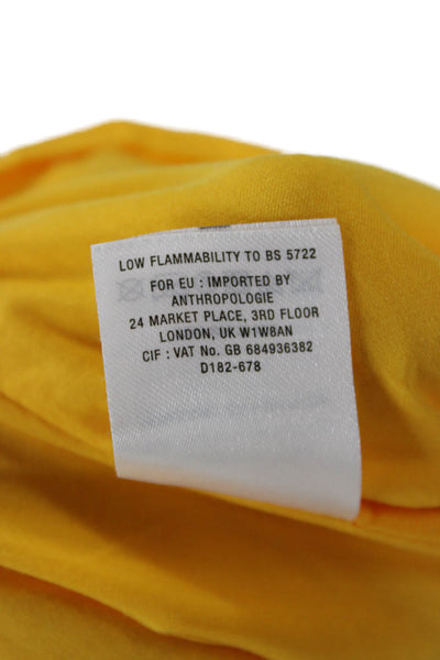 Anthropologie Women Maxi Sundress Yellow V-Neck Button Short Sleeve Size 4