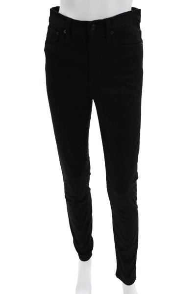 J Crew Unisex Skinny Black Jeans Cotton Button Mid Rise Size 27
