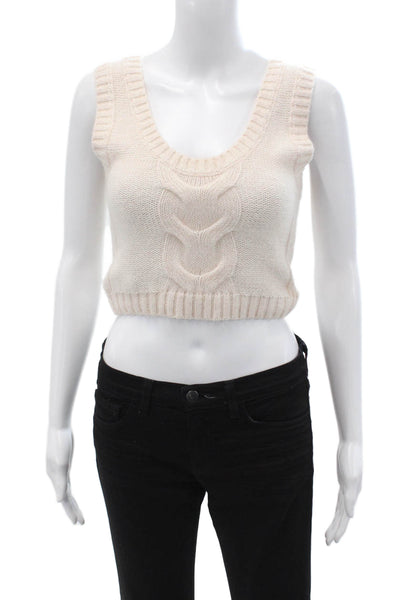 Staud Women Beige Sleeveless Vest Round Neck Size XS