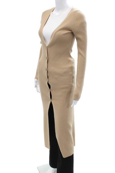 Intermix Womens Cardigan Beige V-Neck Wool Cashmere Button Long Sleeve Size S