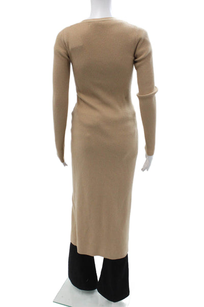 Intermix Womens Cardigan Beige V-Neck Wool Cashmere Button Long Sleeve Size S