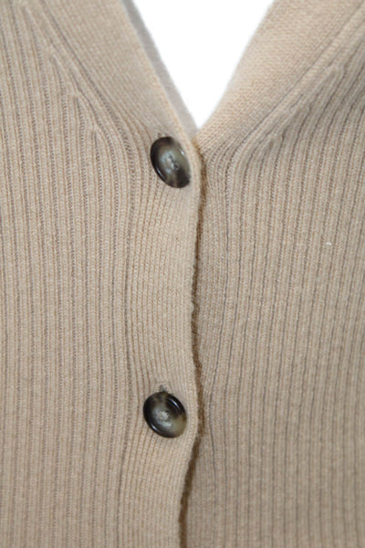 Intermix Womens Cardigan Beige V-Neck Wool Cashmere Button Long Sleeve Size S