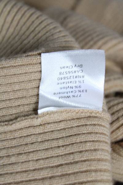 Intermix Womens Cardigan Beige V-Neck Wool Cashmere Button Long Sleeve Size S