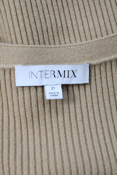 Intermix Womens Cardigan Beige V-Neck Wool Cashmere Button Long Sleeve Size S