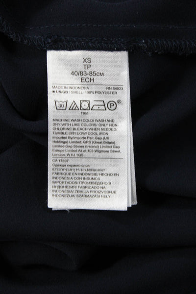 Banana Republic Women Dark Blue Basic Blouse Long Sleeve Round Neck Size XS