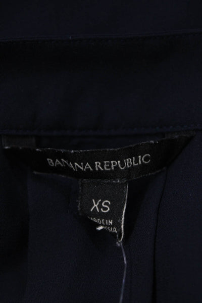Banana Republic Women Dark Blue Basic Blouse Long Sleeve Round Neck Size XS