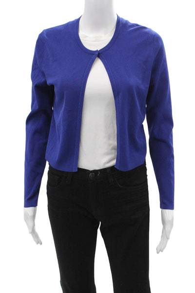 Lela Rose Women Cardigan Sweater Blue Hook & Eye Rayon Nylon Size S
