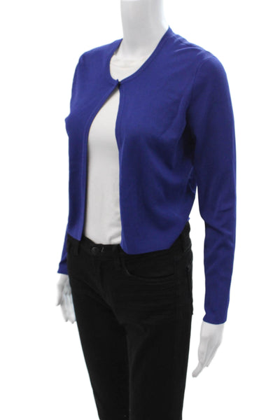 Lela Rose Women Cardigan Sweater Blue Hook & Eye Rayon Nylon Size S