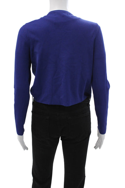 Lela Rose Women Cardigan Sweater Blue Hook & Eye Rayon Nylon Size S