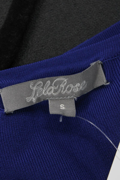 Lela Rose Women Cardigan Sweater Blue Hook & Eye Rayon Nylon Size S